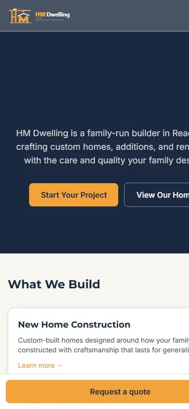 HM Dwelling home page on a phone