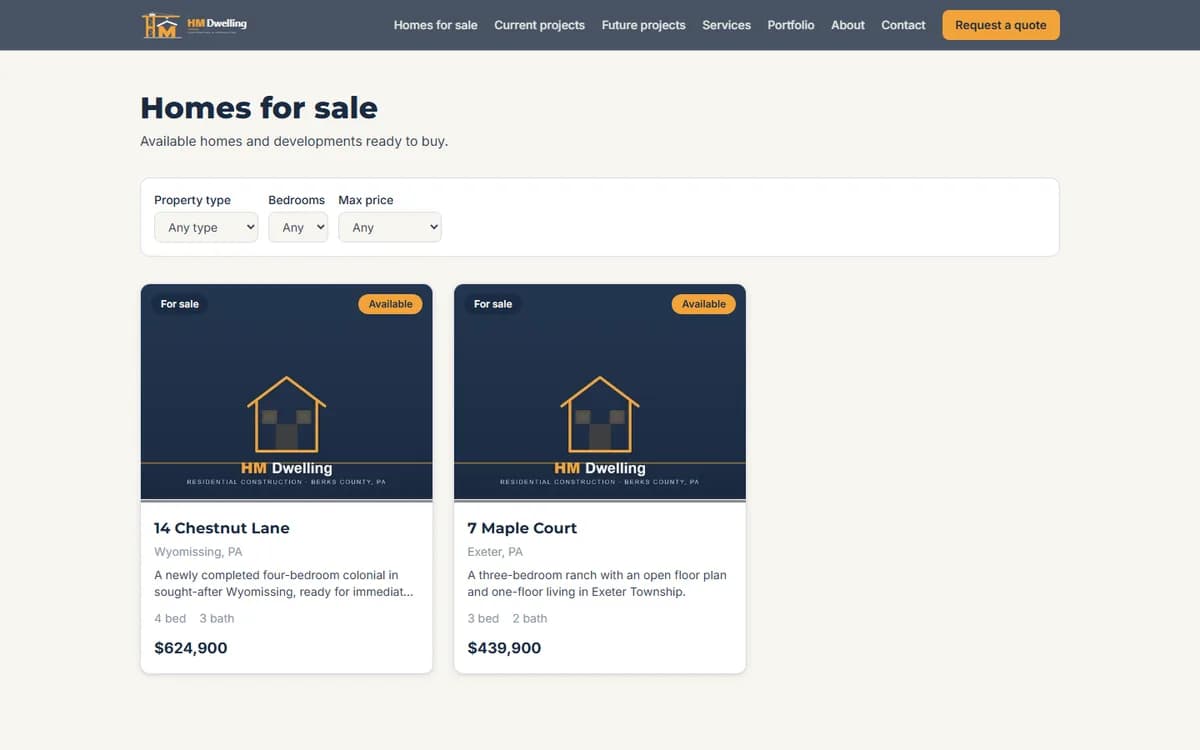 HM Dwelling homes for sale listing